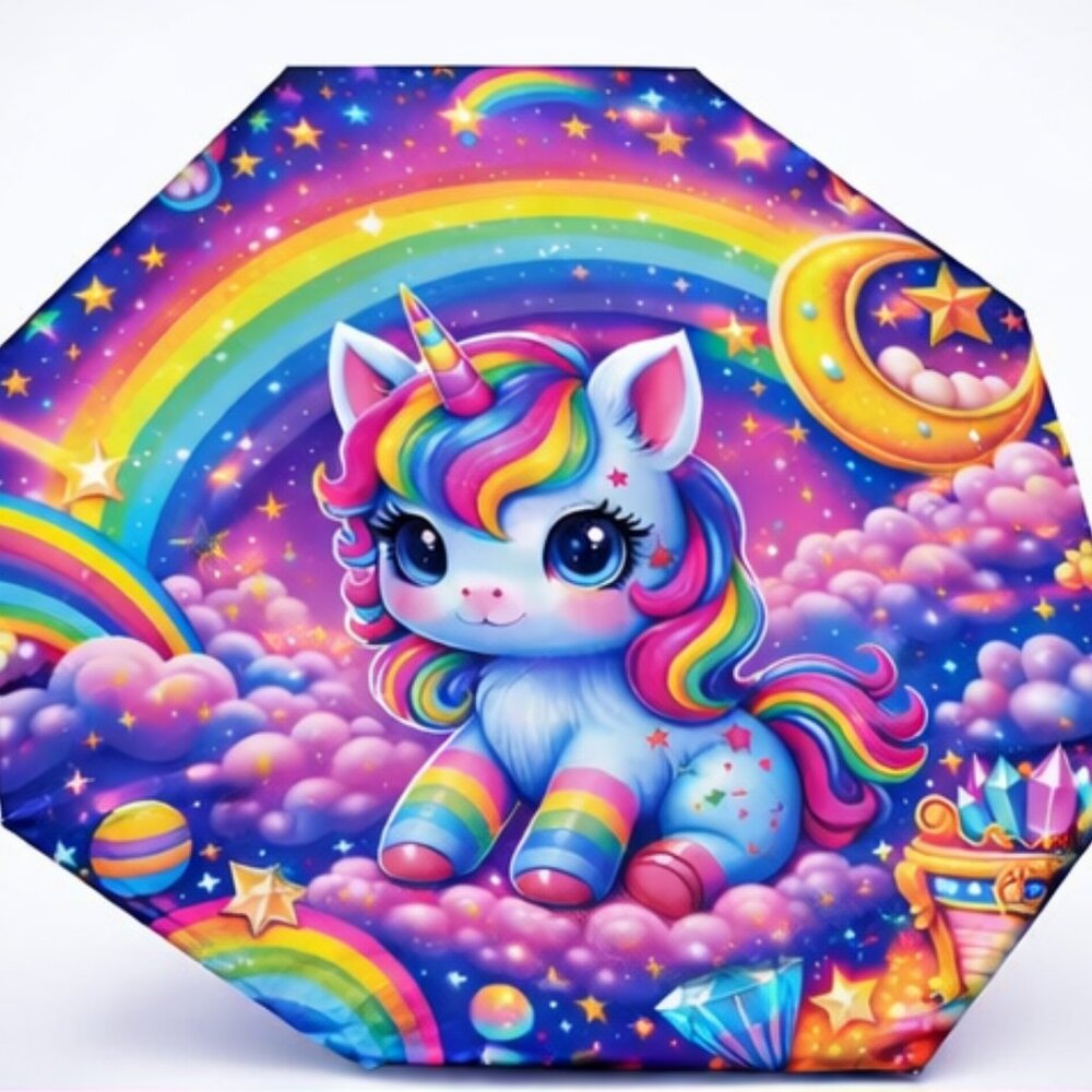 Cute Unicorn Umbrella Fully Automatic Open-Close Rain-Sun Windproof Travel.